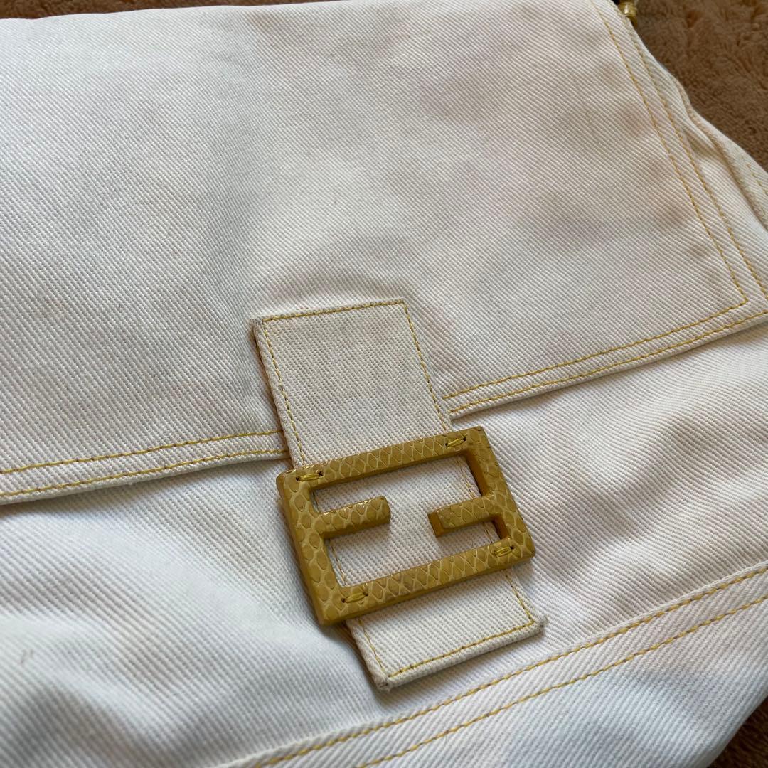 ド*ロ様 フェンディ　デニム×パイソン　マンマバケット　ハンドバッグ