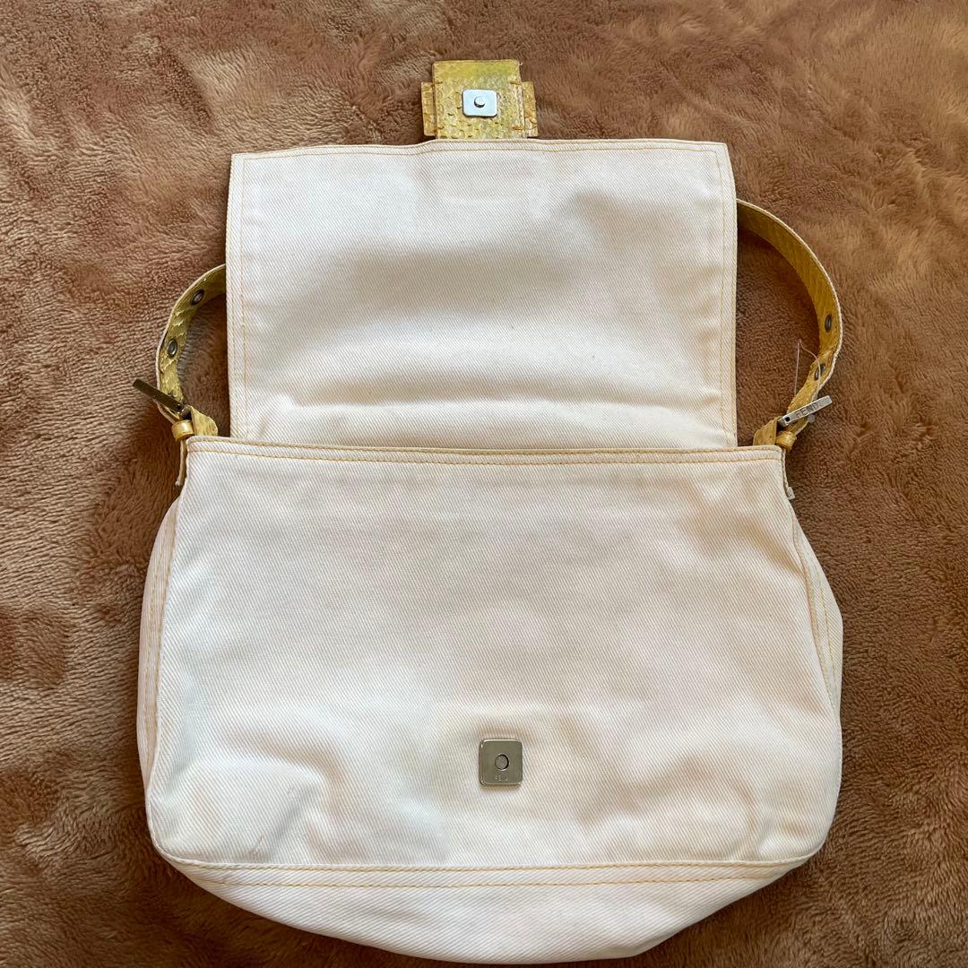 ド*ロ様 フェンディ　デニム×パイソン　マンマバケット　ハンドバッグ