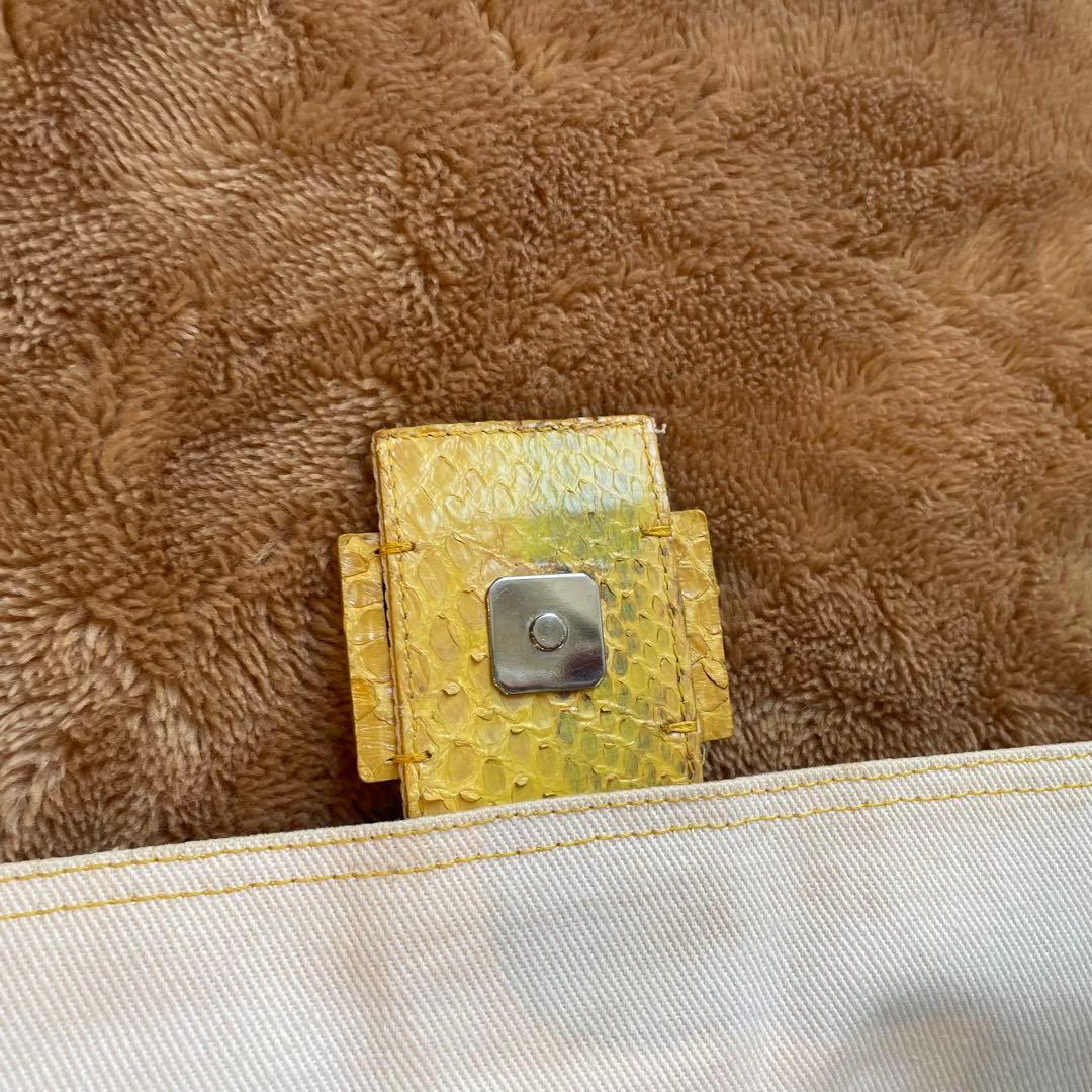 ド*ロ様 フェンディ　デニム×パイソン　マンマバケット　ハンドバッグ