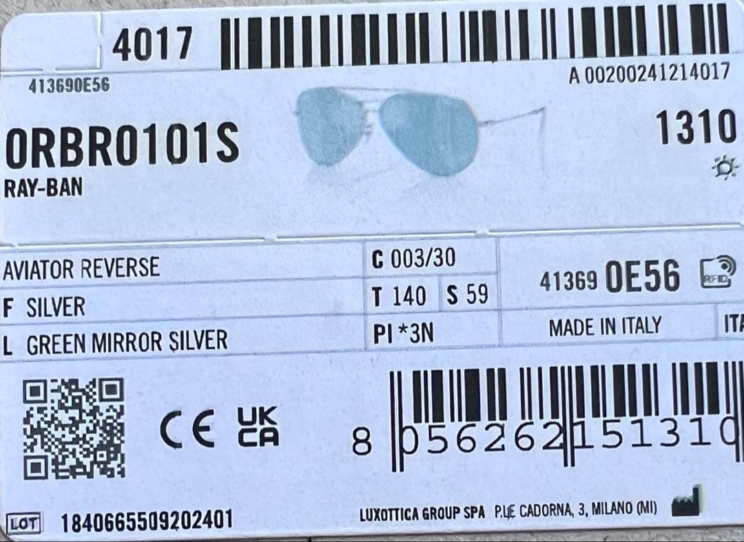 小物 Lenny Kravitz x Ray-Ban Aviator Reberse