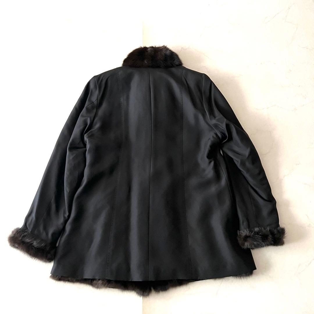 極美品 ロイヤルチエ ロシアンセーブル リバーシブル コート 毛皮 11号