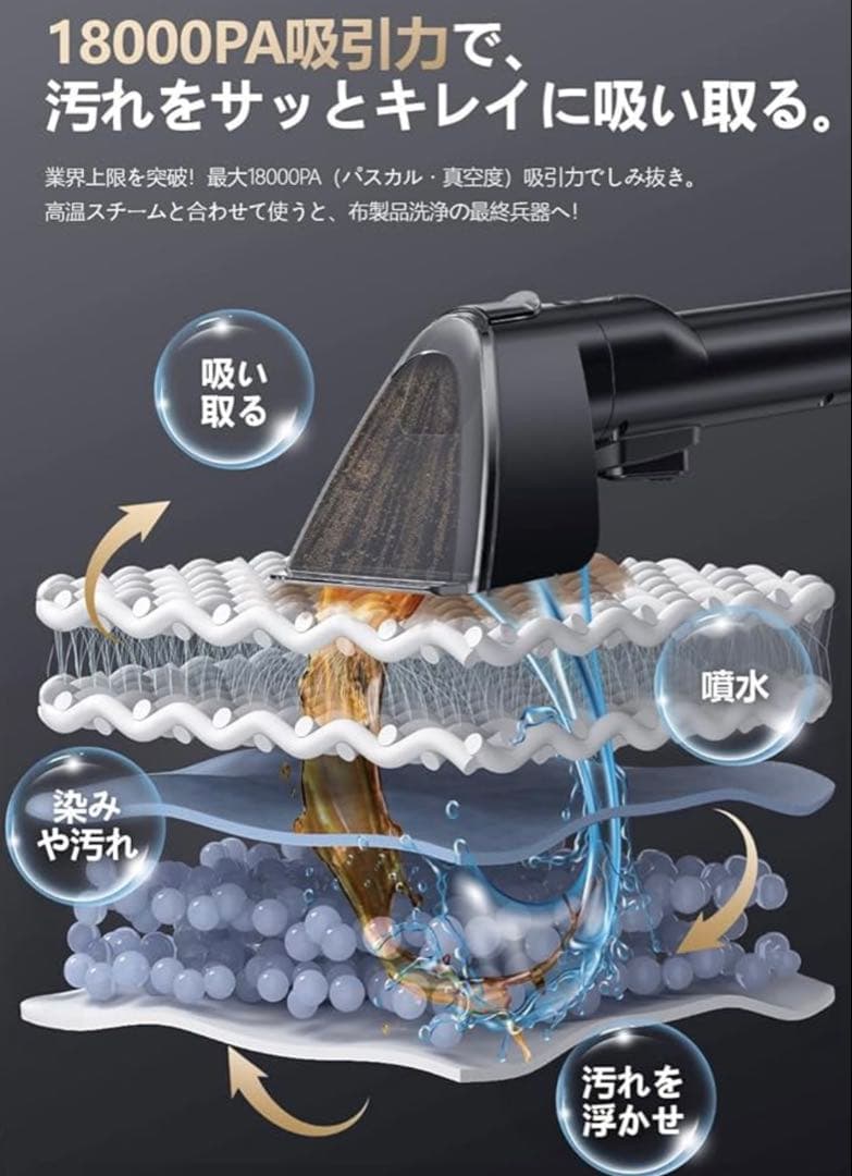【R1688-113-289】リンサークリーナー100℃蒸気噴射×超強吸引力
