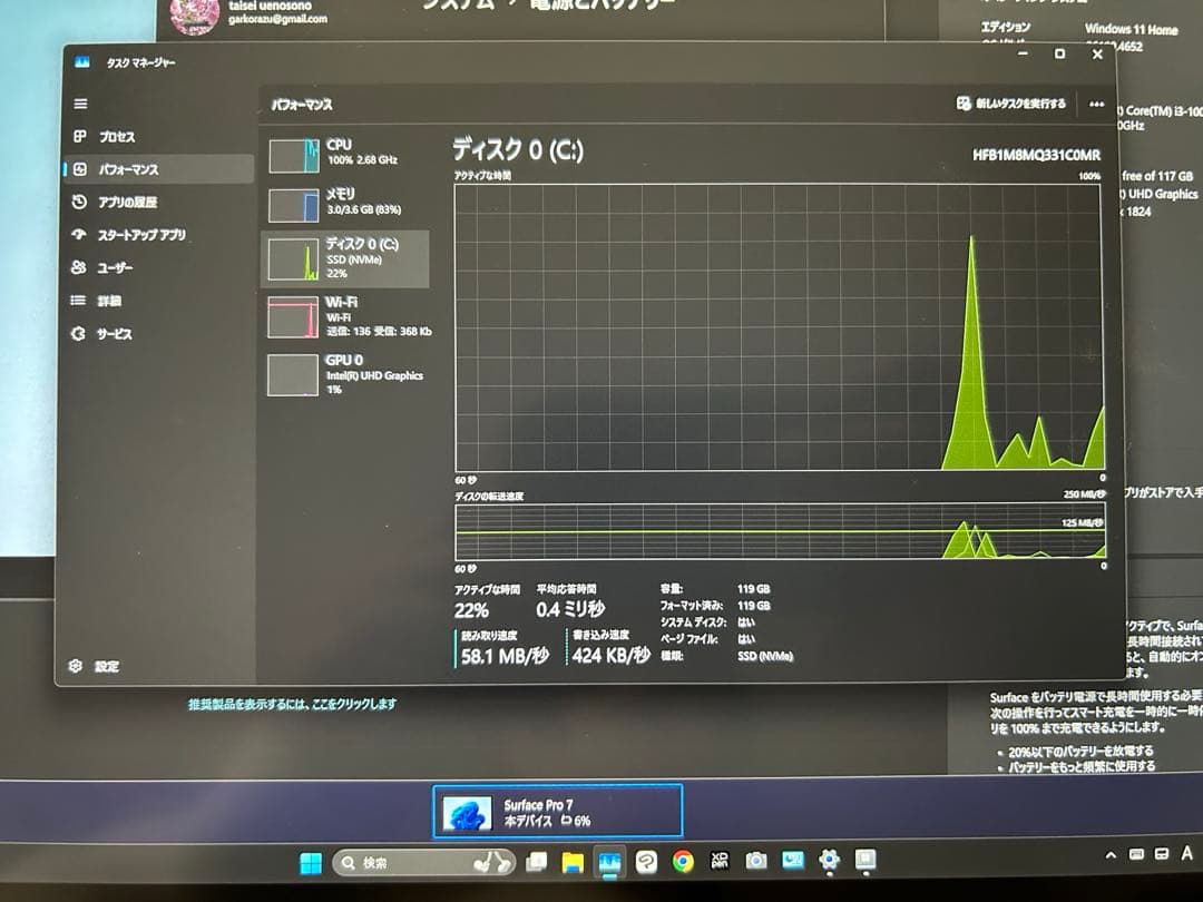 Windowsタブレット本体 Surface Pro7 Win11 128GB