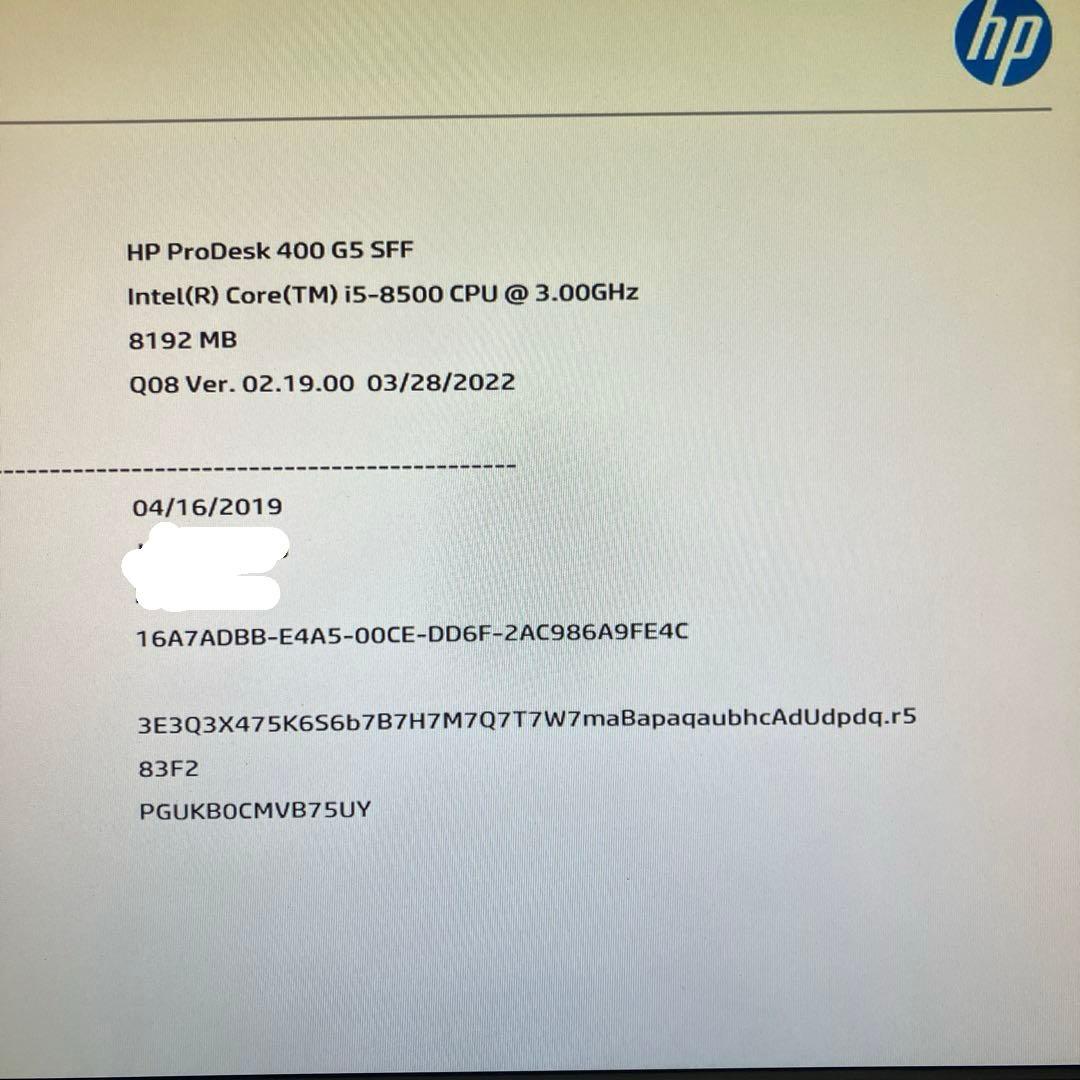 8世代！Core i5！HP ProDesk 400 G5本体のみジャンク品！