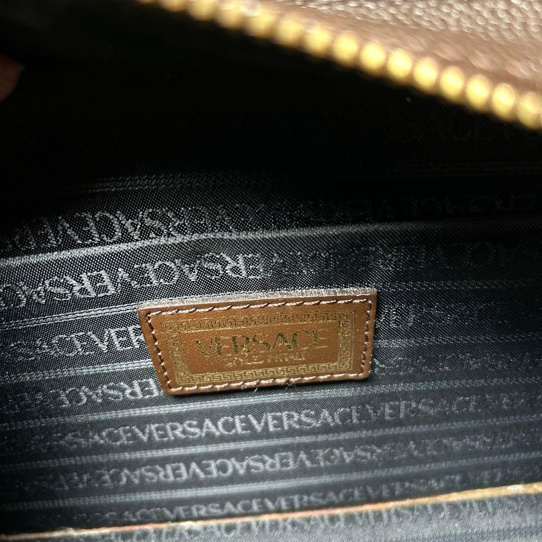 ヴェルサーチ　ハンドバッグ　ヴィンテージブラウンレザー　サンバースト