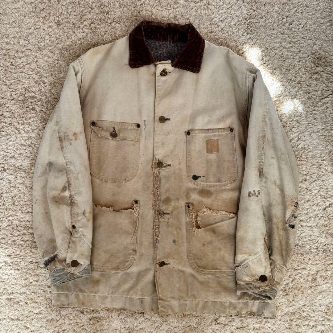 60s Carhartt デカC ミシガンチョアコート ブランケット 横縞