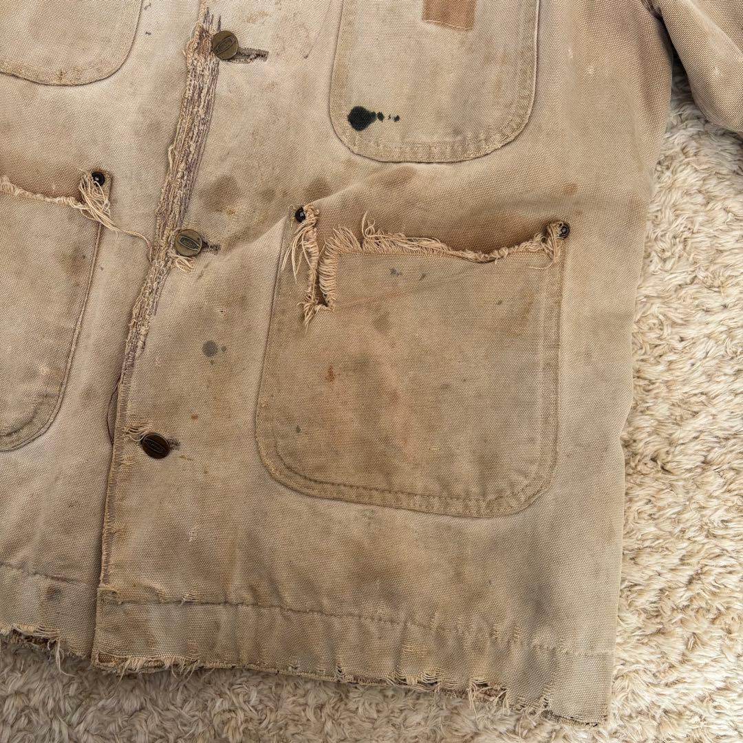 60s Carhartt デカC ミシガンチョアコート ブランケット 横縞