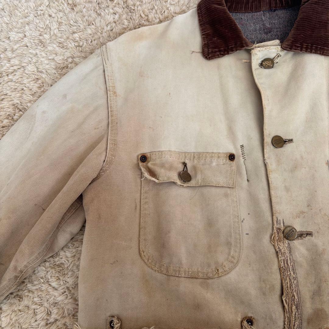 60s Carhartt デカC ミシガンチョアコート ブランケット 横縞