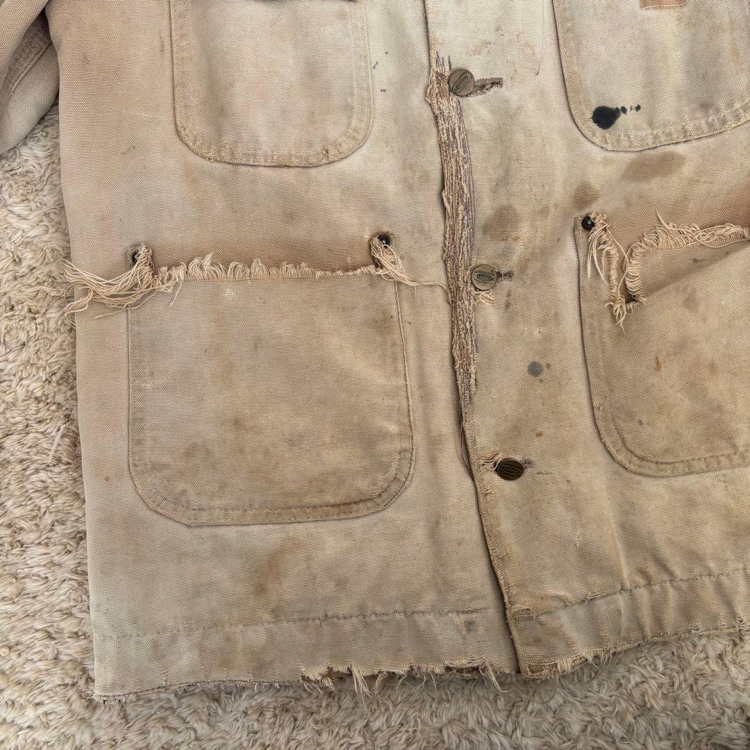 60s Carhartt デカC ミシガンチョアコート ブランケット 横縞