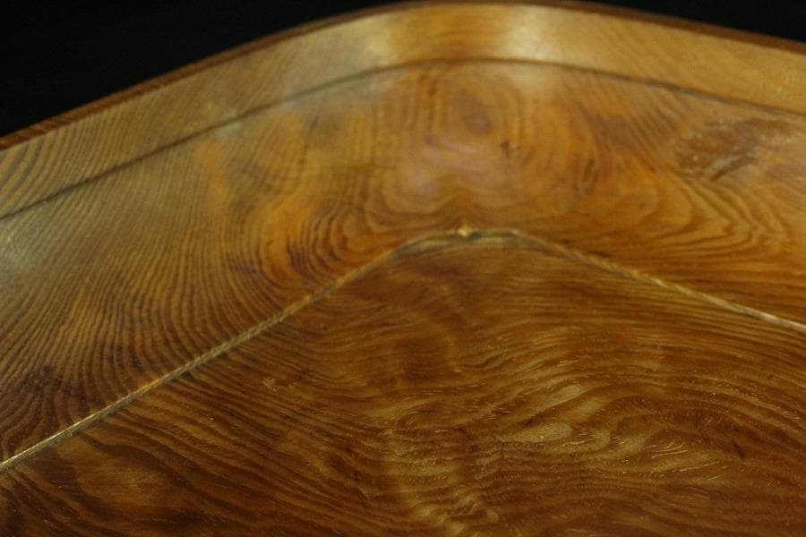 煎茶 松合利盆 古材 刳り貫き 盆 莨盆 作美 共箱(K-RC948)