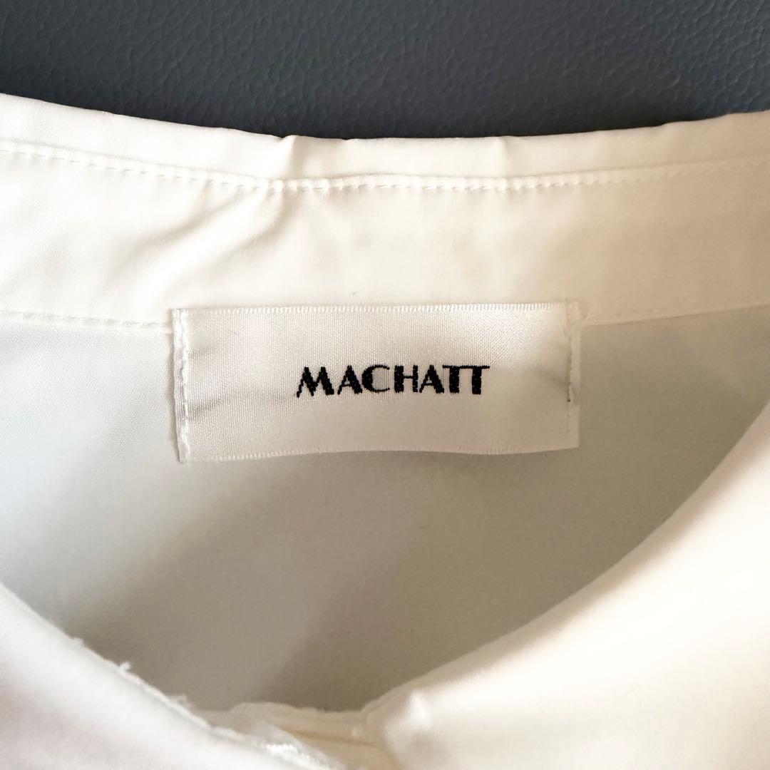 【マチャット】タックプリーツクロップドシャツ 長袖 ホワイト 比翼 クロップド丈