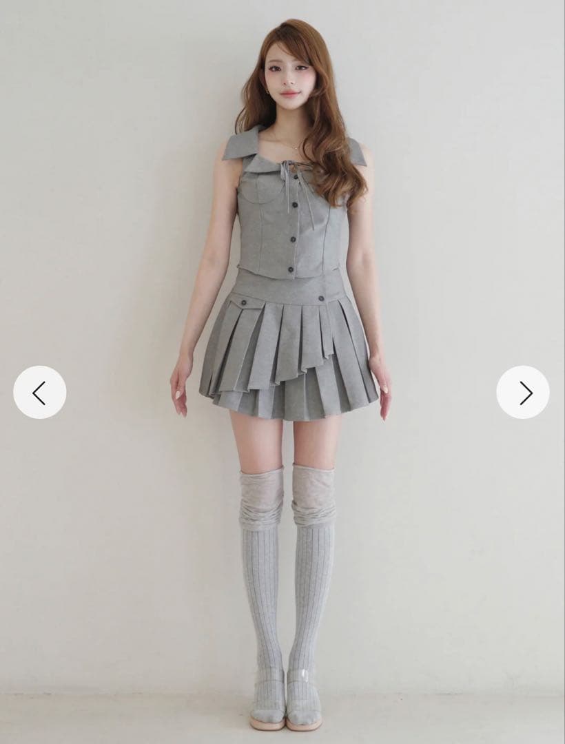 RANDY リボントリムビスチェ＆ダブルプリーツスカート