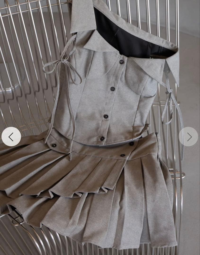 RANDY リボントリムビスチェ＆ダブルプリーツスカート