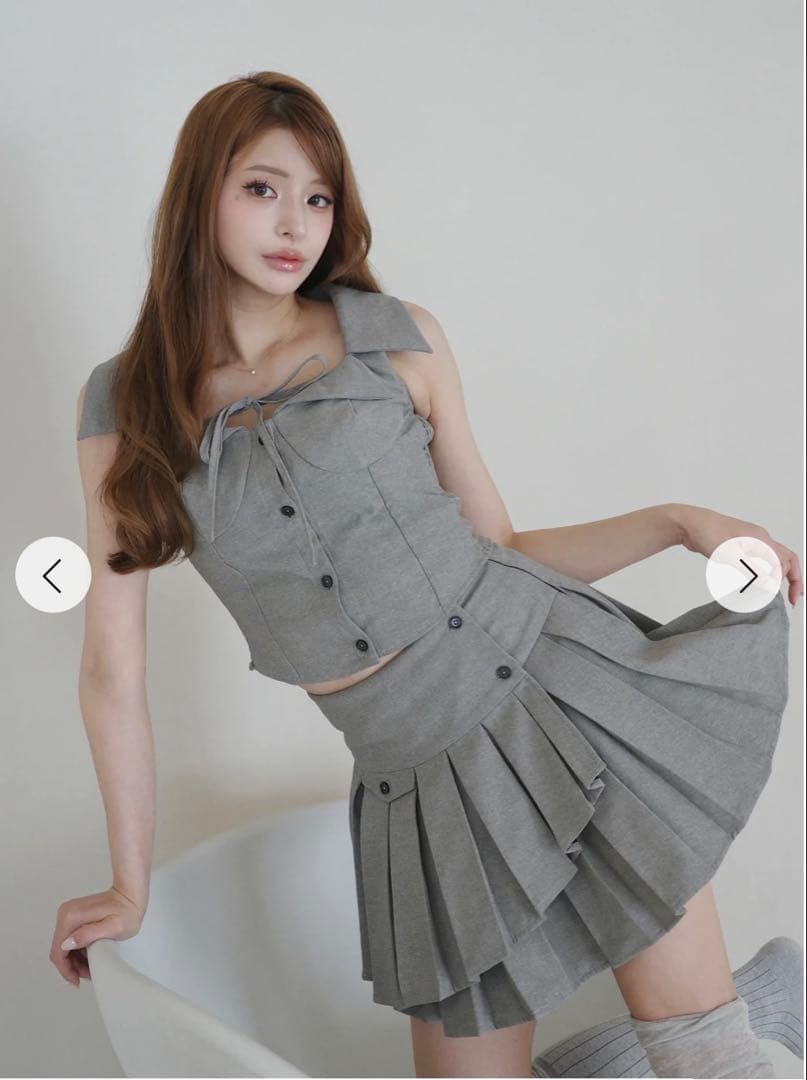 RANDY リボントリムビスチェ＆ダブルプリーツスカート