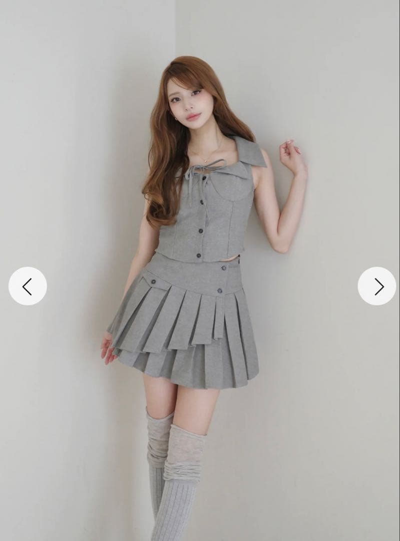 RANDY リボントリムビスチェ＆ダブルプリーツスカート