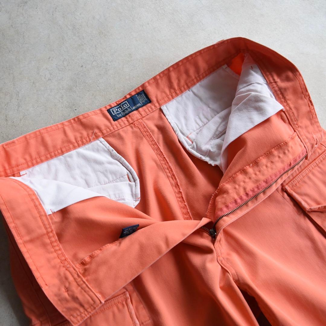 90s ラルフローレン カーゴショーツ レアカラー オレンジ ポロチノ W33