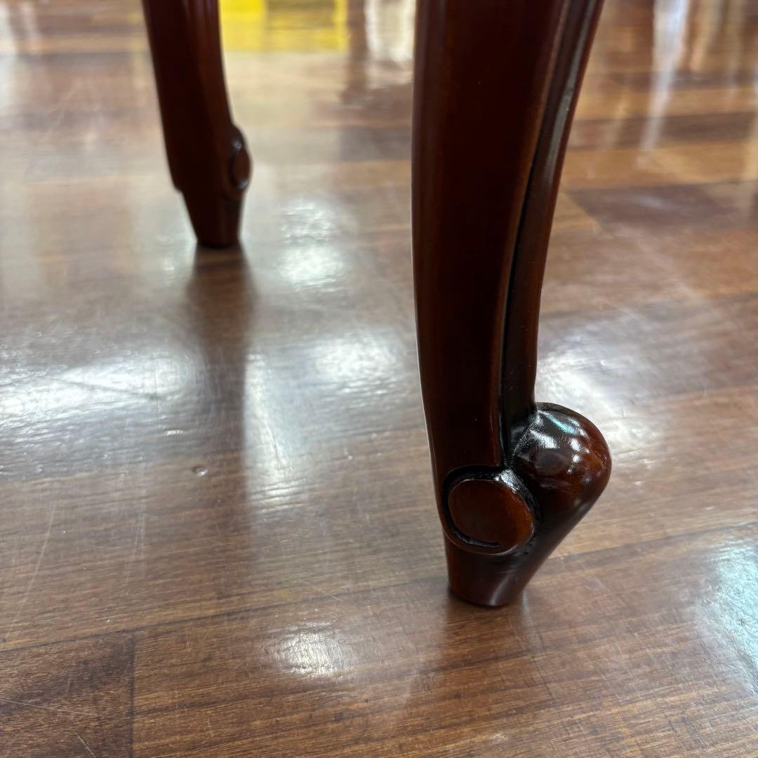 マホガニーアンティーク調 クラシックスタイル 赤ベルベット スツール 腰掛け椅子