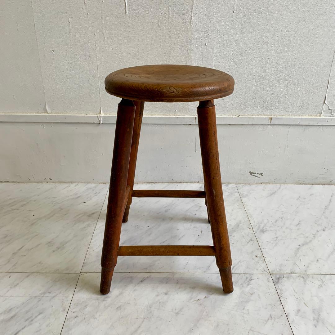 レトロな丸スツール 木製シンプルスツール 昭和レトロ