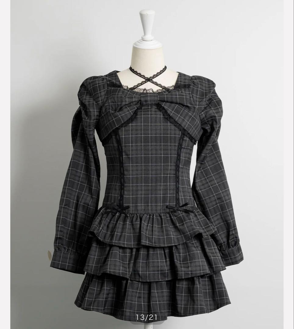 pium ピウム フロントリボンティアードミニワンピース