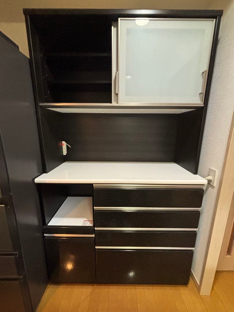 [値下げ]食器棚　キッチンボード(Nポスティア120KB BK）