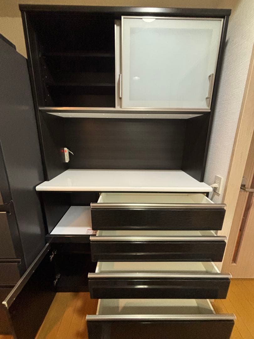 [値下げ]食器棚　キッチンボード(Nポスティア120KB BK）