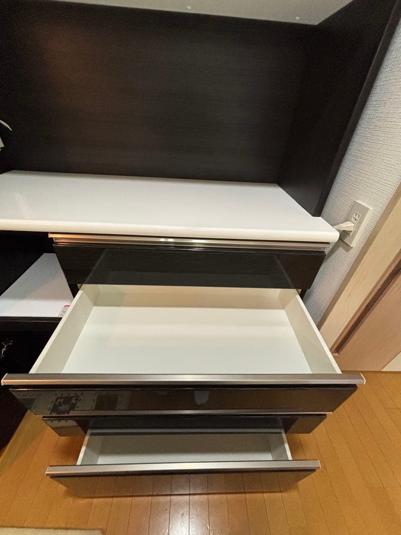 [値下げ]食器棚　キッチンボード(Nポスティア120KB BK）