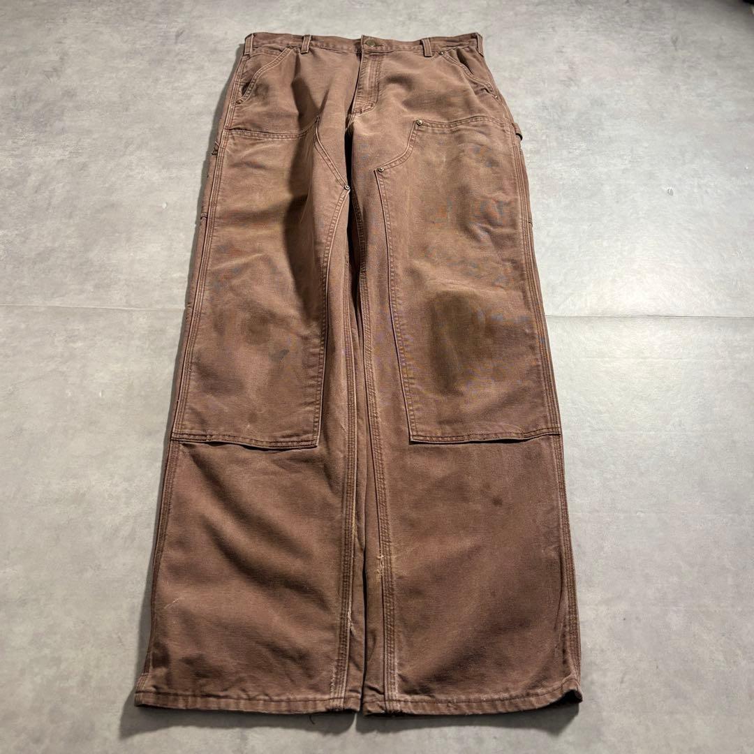 古着 90s Carhartt ダブルニー ワーク パンツ ブラウン usa製