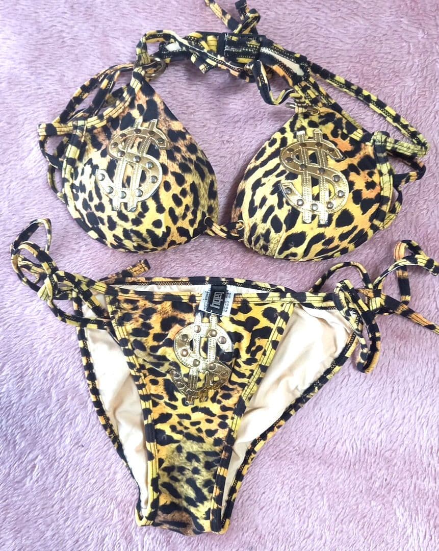 ヒョウ柄ドルマークビキニ M