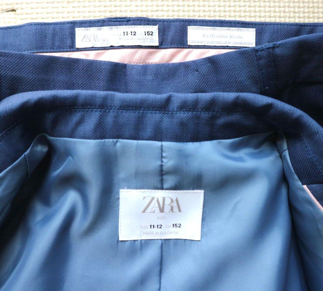 美品 ザラ 150cm 男の子 セレモニースーツ上下セットアップ フォーマル 青