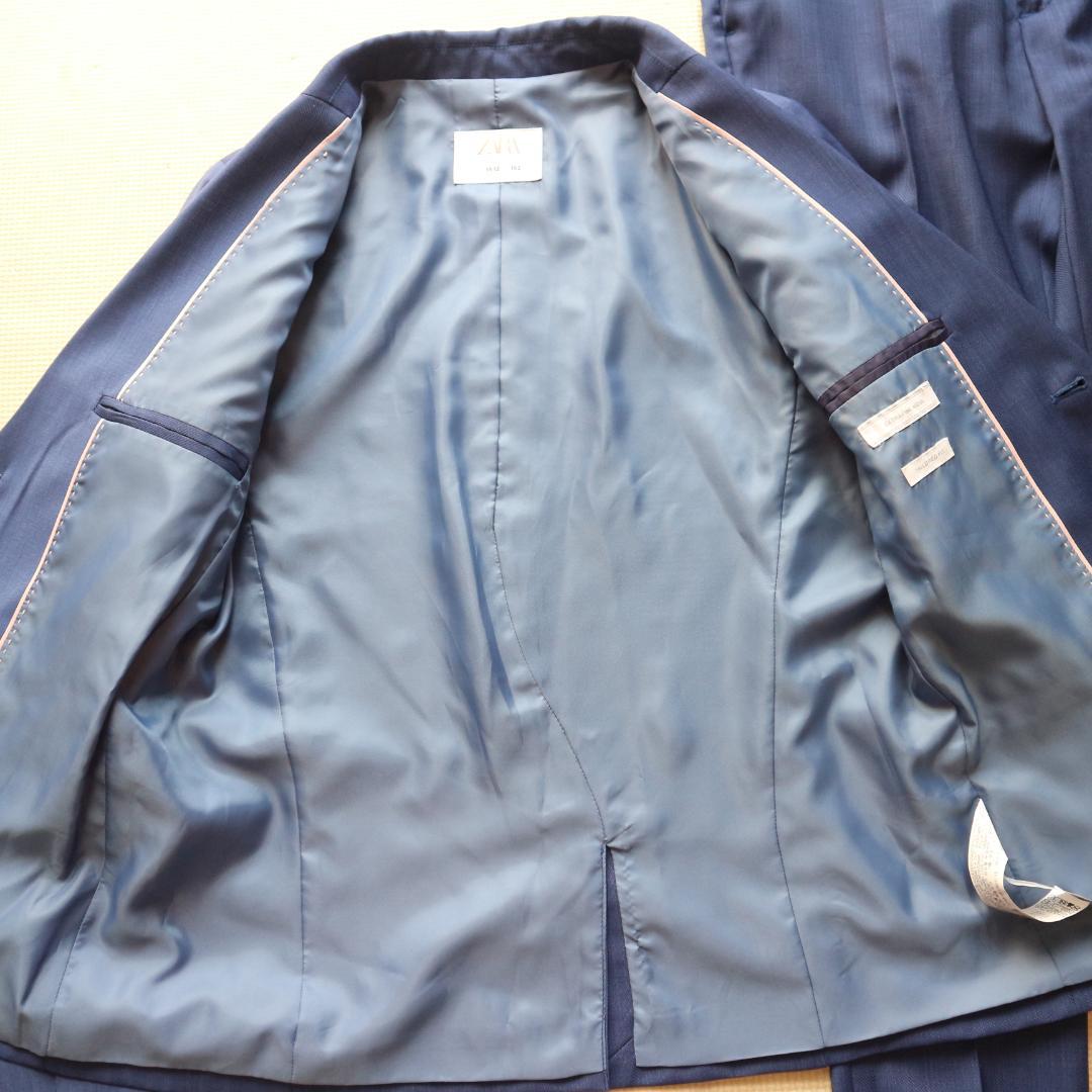 美品 ザラ 150cm 男の子 セレモニースーツ上下セットアップ フォーマル 青