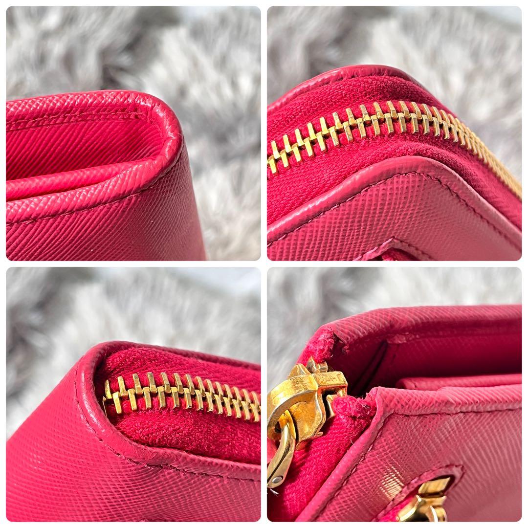 美品✨プラダ　L字ファスナー　サフィアーノ　長財布　フィオッコ　リボン　ピンク