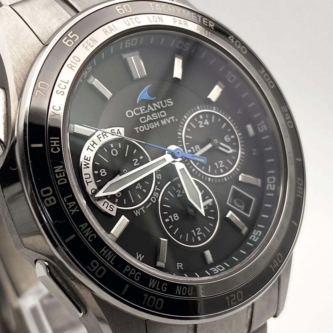 【稼働】CASIO オシアナス 電波ソーラー 腕時計 クロノグラフ デイト