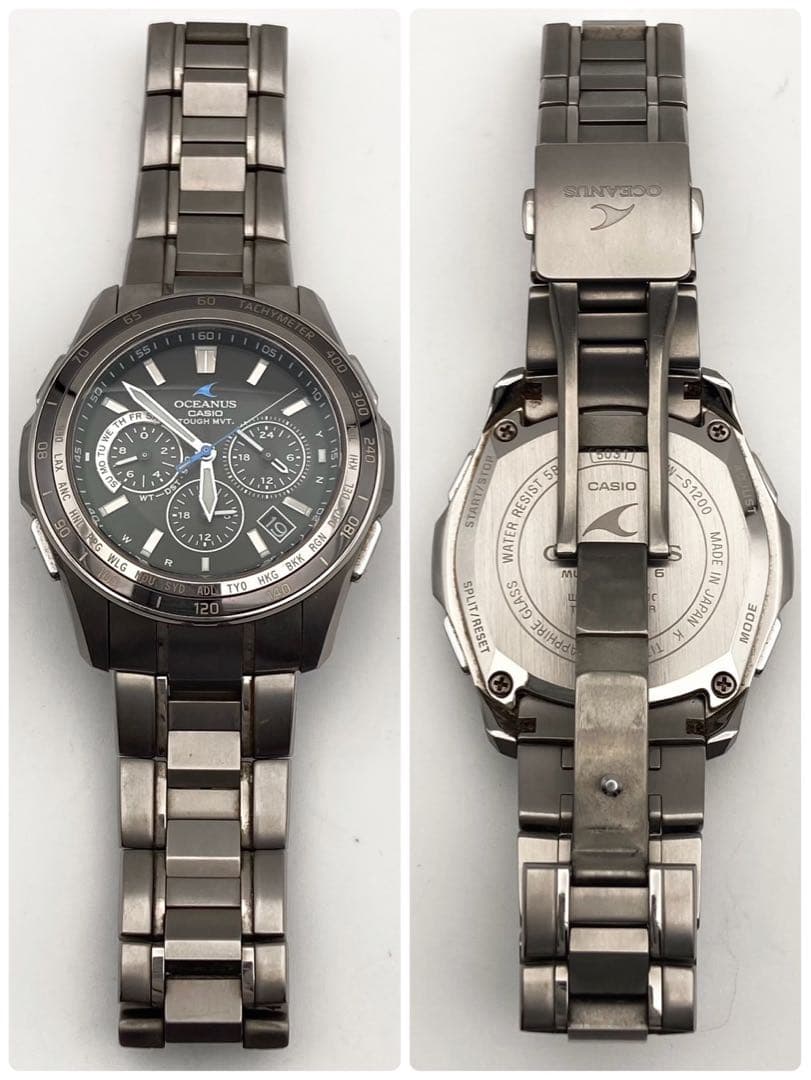 【稼働】CASIO オシアナス 電波ソーラー 腕時計 クロノグラフ デイト