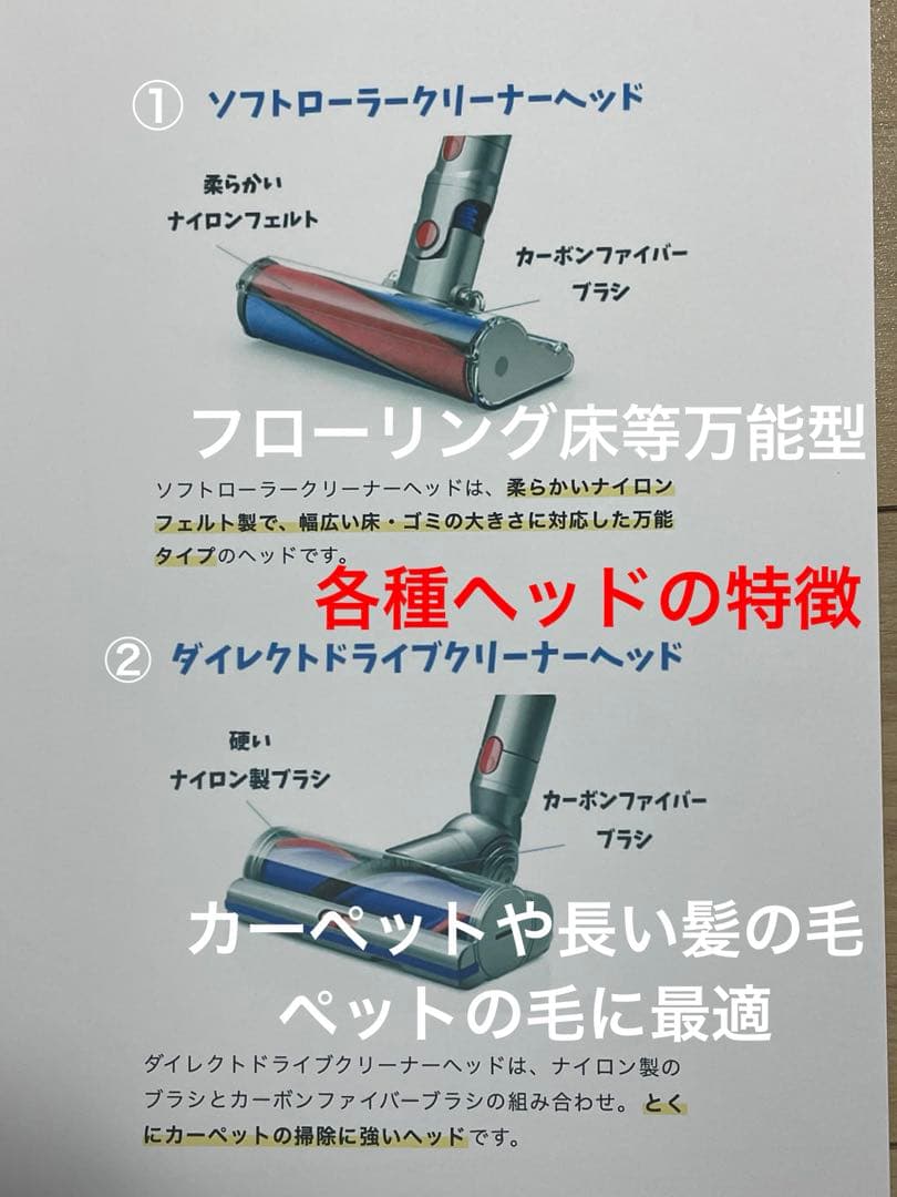 ダイソン⑩V10SV12 新品パイプ　２タイプヘッドから選択　新品交換フィルター