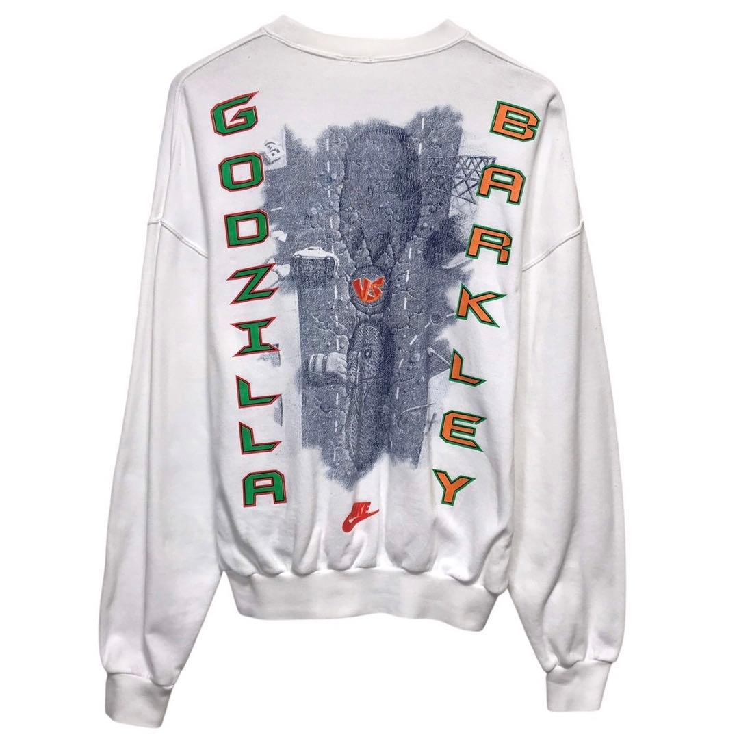 90s ナイキ　ビンテージスウェットトレーナー　ゴジラ×バークレー　ホワイト