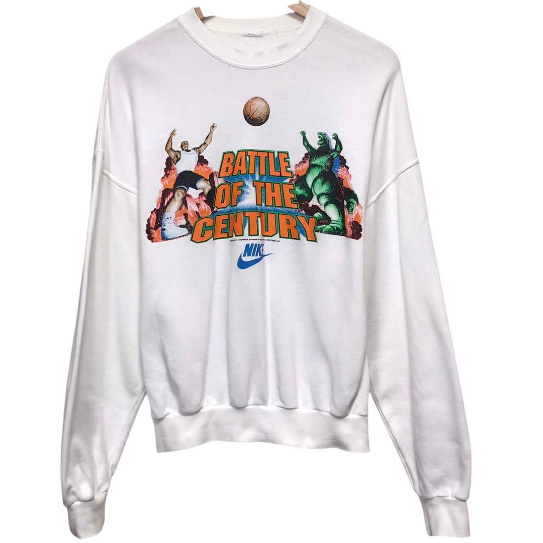 90s ナイキ　ビンテージスウェットトレーナー　ゴジラ×バークレー　ホワイト