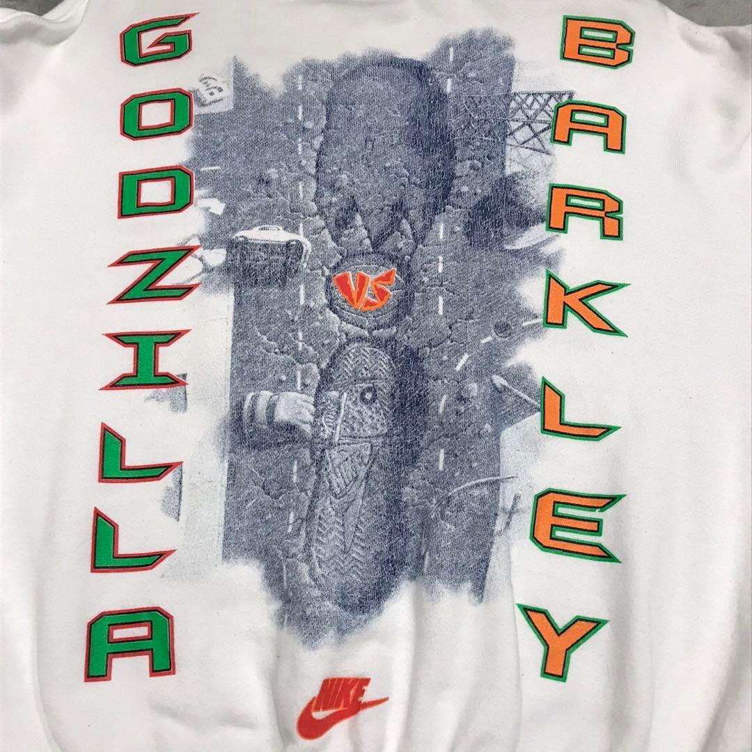 90s ナイキ　ビンテージスウェットトレーナー　ゴジラ×バークレー　ホワイト