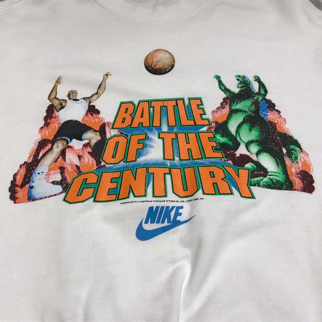 90s ナイキ　ビンテージスウェットトレーナー　ゴジラ×バークレー　ホワイト