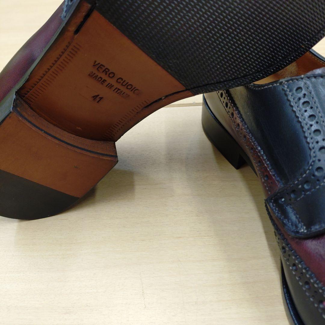 マウリツィオベリーニ 紳士靴 ブラック／ワイン 展示品 イタリア製 サイズ41