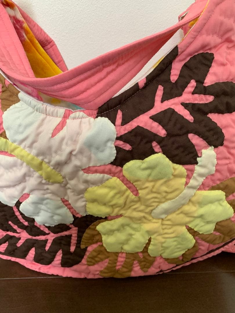 ハワイアンキルト 2WAYバッグ　ピンク/ハイビスカス