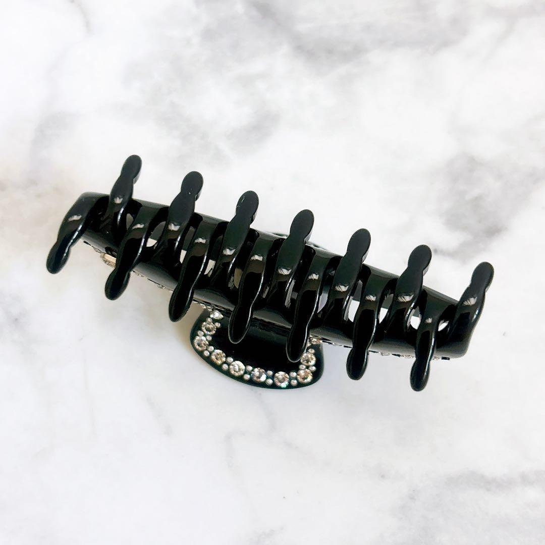 美品 Alexandre De Paris スワロフスキー ミニヘアクリップ 黒