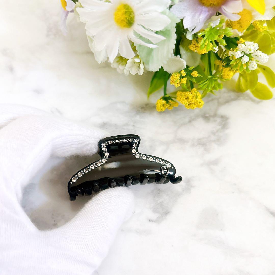 美品 Alexandre De Paris スワロフスキー ミニヘアクリップ 黒
