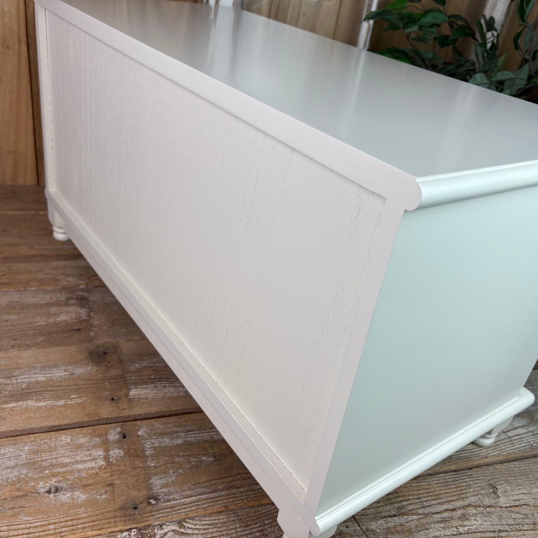 訳あり品【106】フレンチ調ホワイトチェスト横長木製収納家具姫系洋タンス飾り棚姫