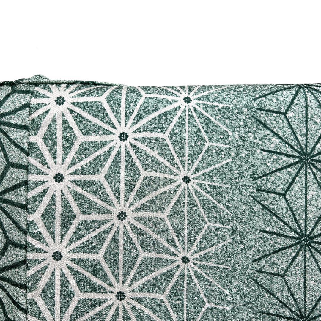 未着用　小紋　麻の葉　たたき染　縦縞　花紗綾形地紋　着物　115b d ms