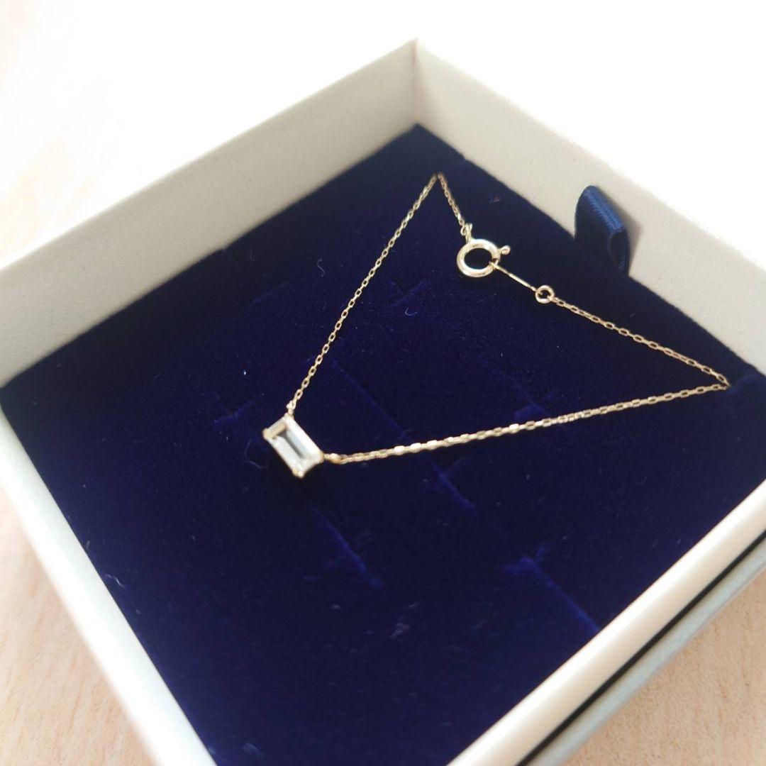 未使用　ツツミ　ホワイトトパーズ　ネックレス　スクエア　K10