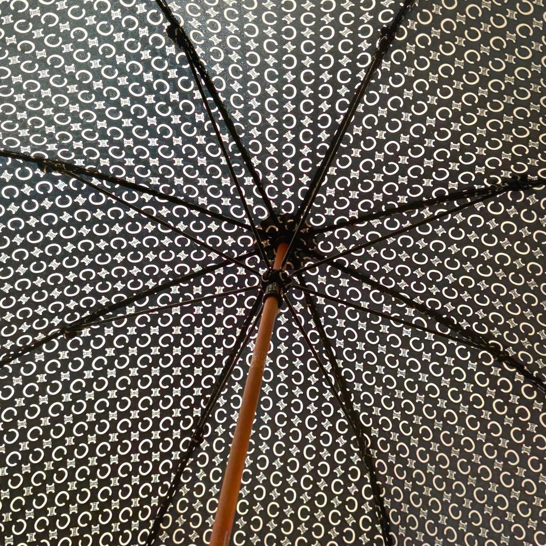 美品　CELINE セリーヌ　Cマカダム総柄シャドー　晴雨兼用長傘　ブラック