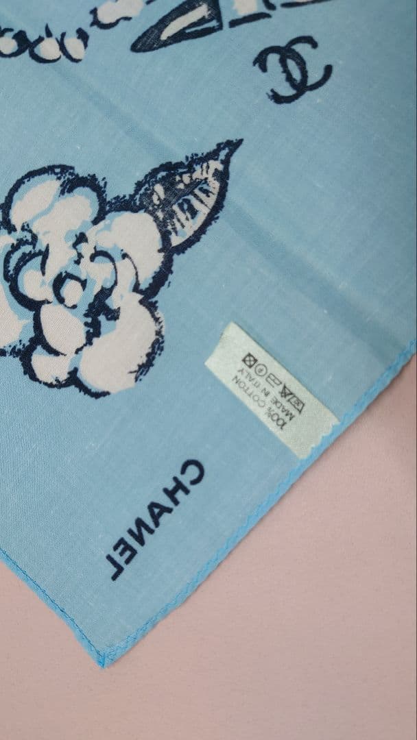 ★シャネル　CHANEL　コットン　ハンカチーフ　ミニスカーフ　ヴィンテージ