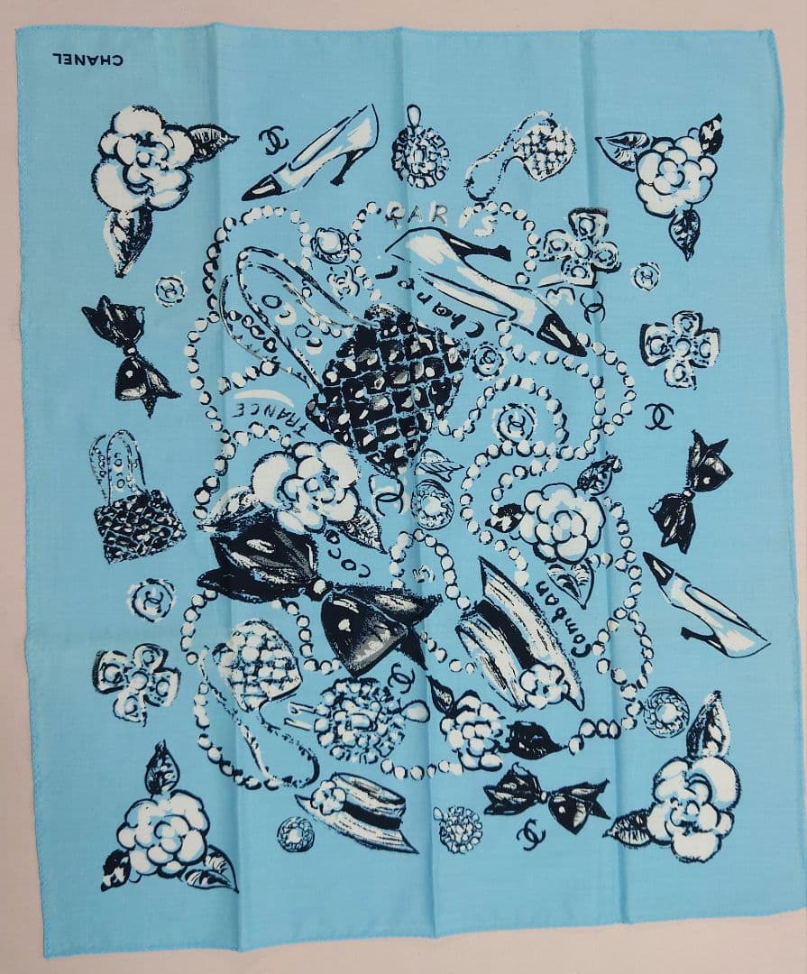 ★シャネル　CHANEL　コットン　ハンカチーフ　ミニスカーフ　ヴィンテージ