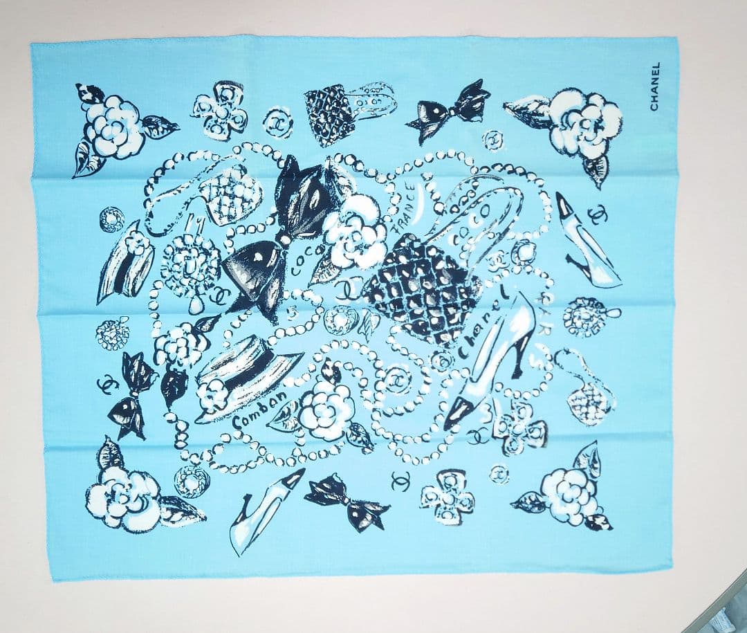 ★シャネル　CHANEL　コットン　ハンカチーフ　ミニスカーフ　ヴィンテージ
