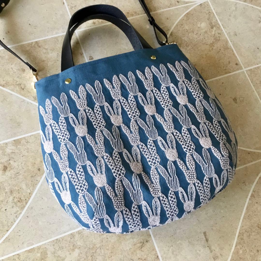 ミナペルホネン pomppiaブルー 2Wayショルダーバッグハンドメイド